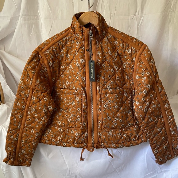 Blank NYC Brown Patch It Up Floral Bomber Jacket NWT Size XS NWT - Picture 2 of 5